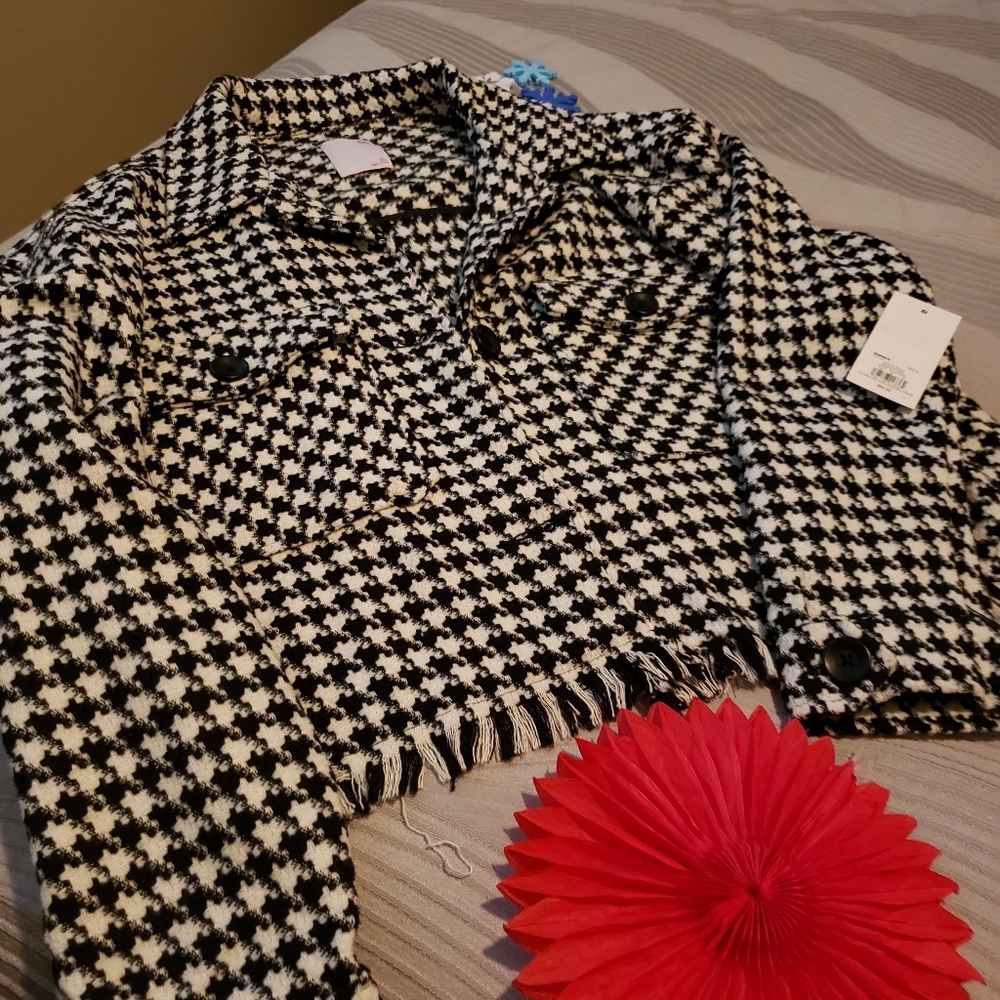 Houndstooth Cropped Jacket Kohls SO Brand NWT